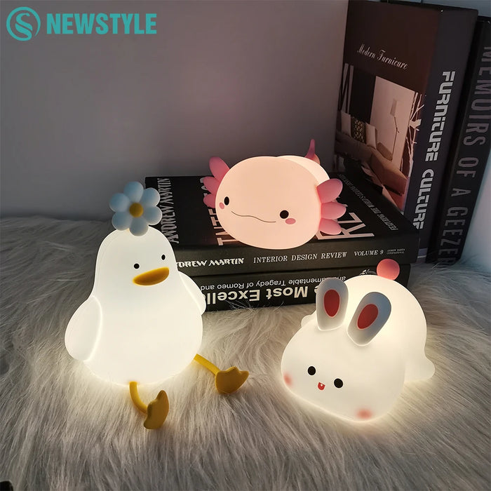 Adorable Axolotl Night Light – Soft Silicone Lamp