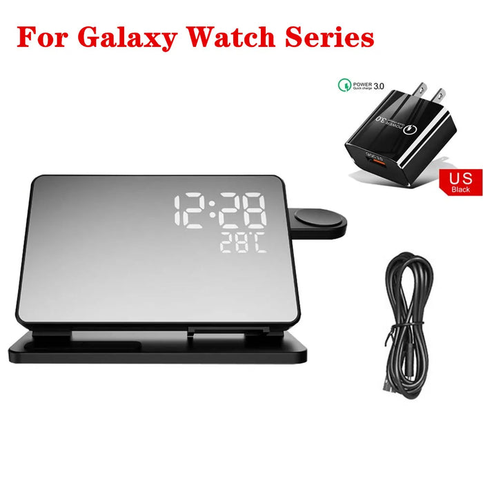 3-in-1 Wireless Charging Station with Alarm Clock – For Samsung Galaxy Watch & Galaxy S Series