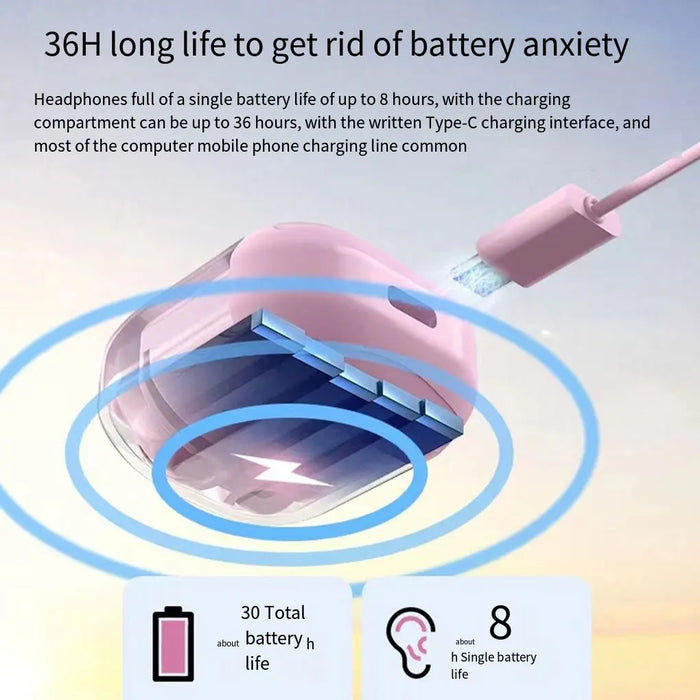 CY-T2 Wireless Bluetooth Earbuds – Transparent ENC with LED Display
