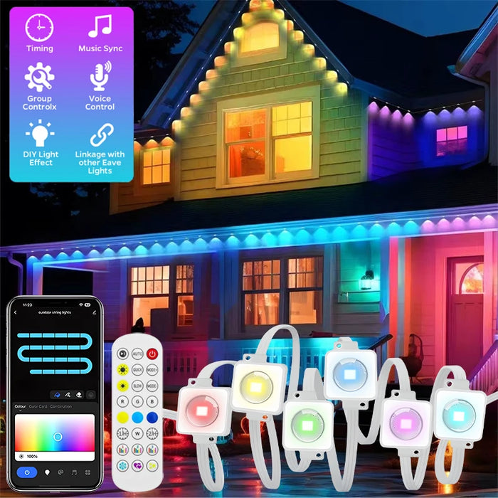 100FT Waterproof RGB LED Lights – 60 LED Outdoor String for DIY Scenes & Holidays