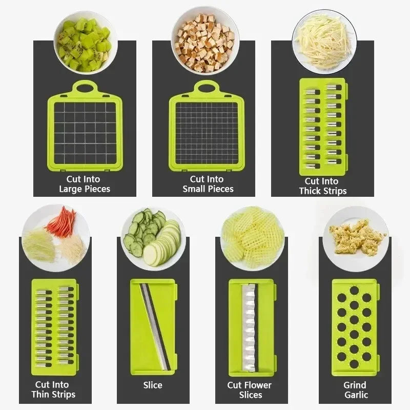 14/16 in 1 Multifunctional Vegetable Chopper, Handel Food Grate Food Chopper Vegetable Slicer Dicer