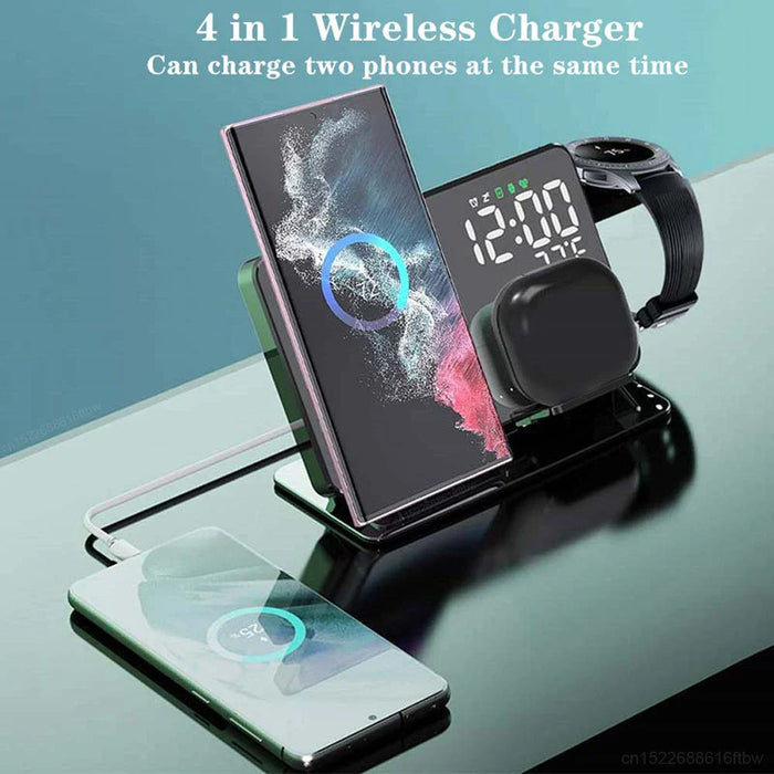 3-in-1 Wireless Charging Station with Alarm Clock – For Samsung Galaxy Watch & Galaxy S Series