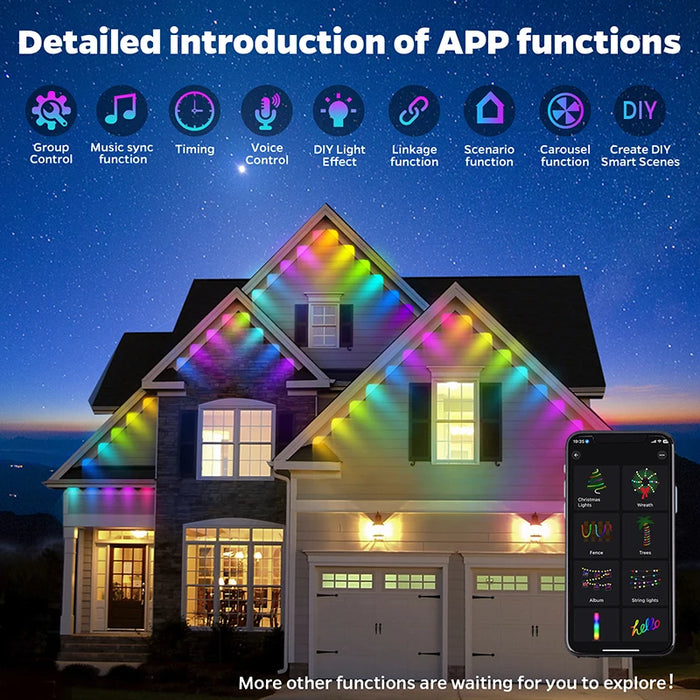 100FT Waterproof RGB LED Lights – 60 LED Outdoor String for DIY Scenes & Holidays