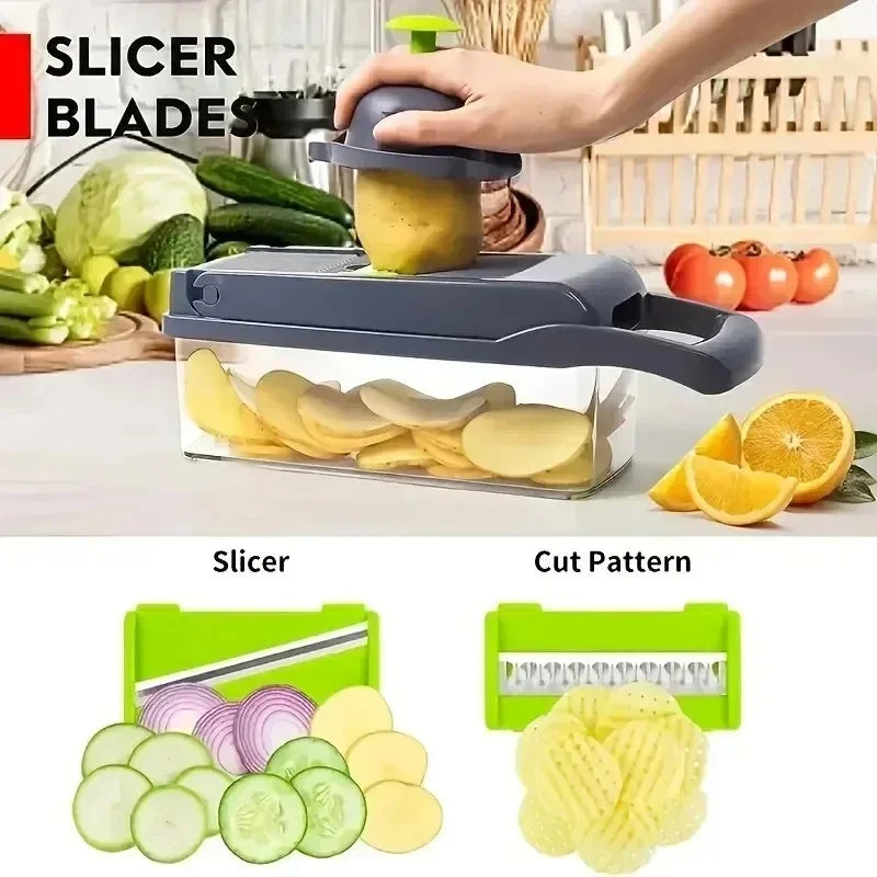 14/16 in 1 Multifunctional Vegetable Chopper, Handel Food Grate Food Chopper Vegetable Slicer Dicer