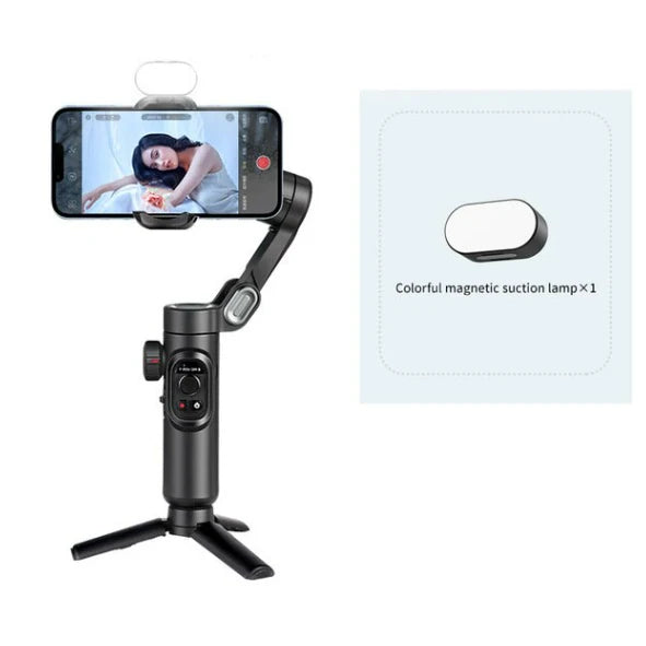 3-Axis Smartphone Gimbal with Fill Light & Face Tracking