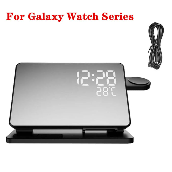 3-in-1 Wireless Charging Station with Alarm Clock – For Samsung Galaxy Watch & Galaxy S Series