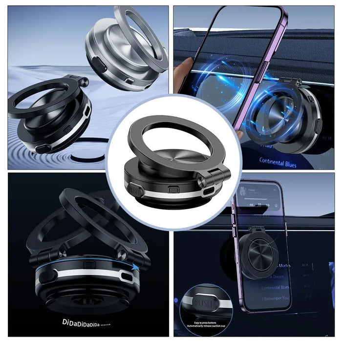 360° Vacuum Magnetic Car Phone Holder – Foldable & Portable Suction Mount