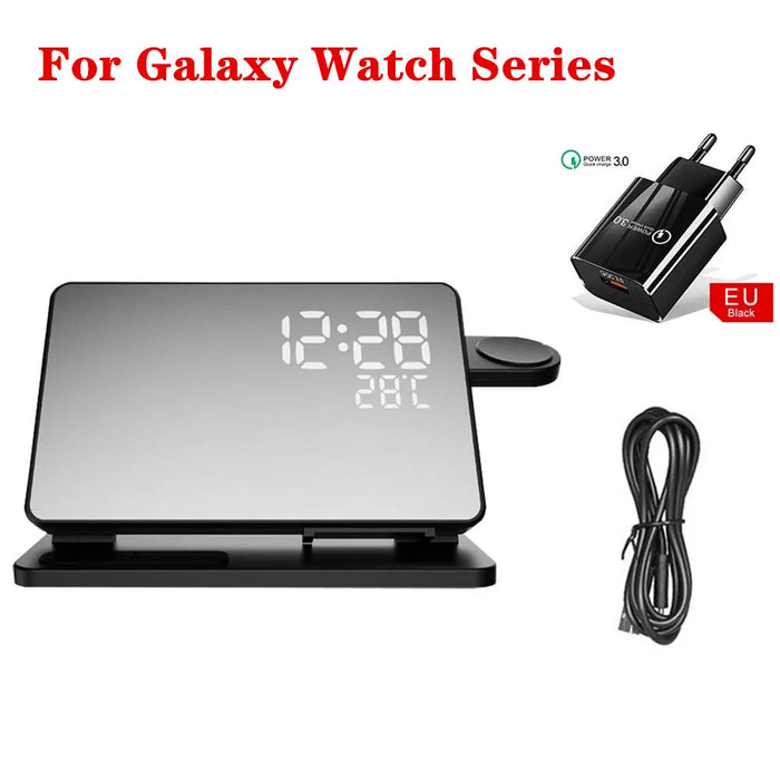 3-in-1 Wireless Charging Station with Alarm Clock – For Samsung Galaxy Watch & Galaxy S Series