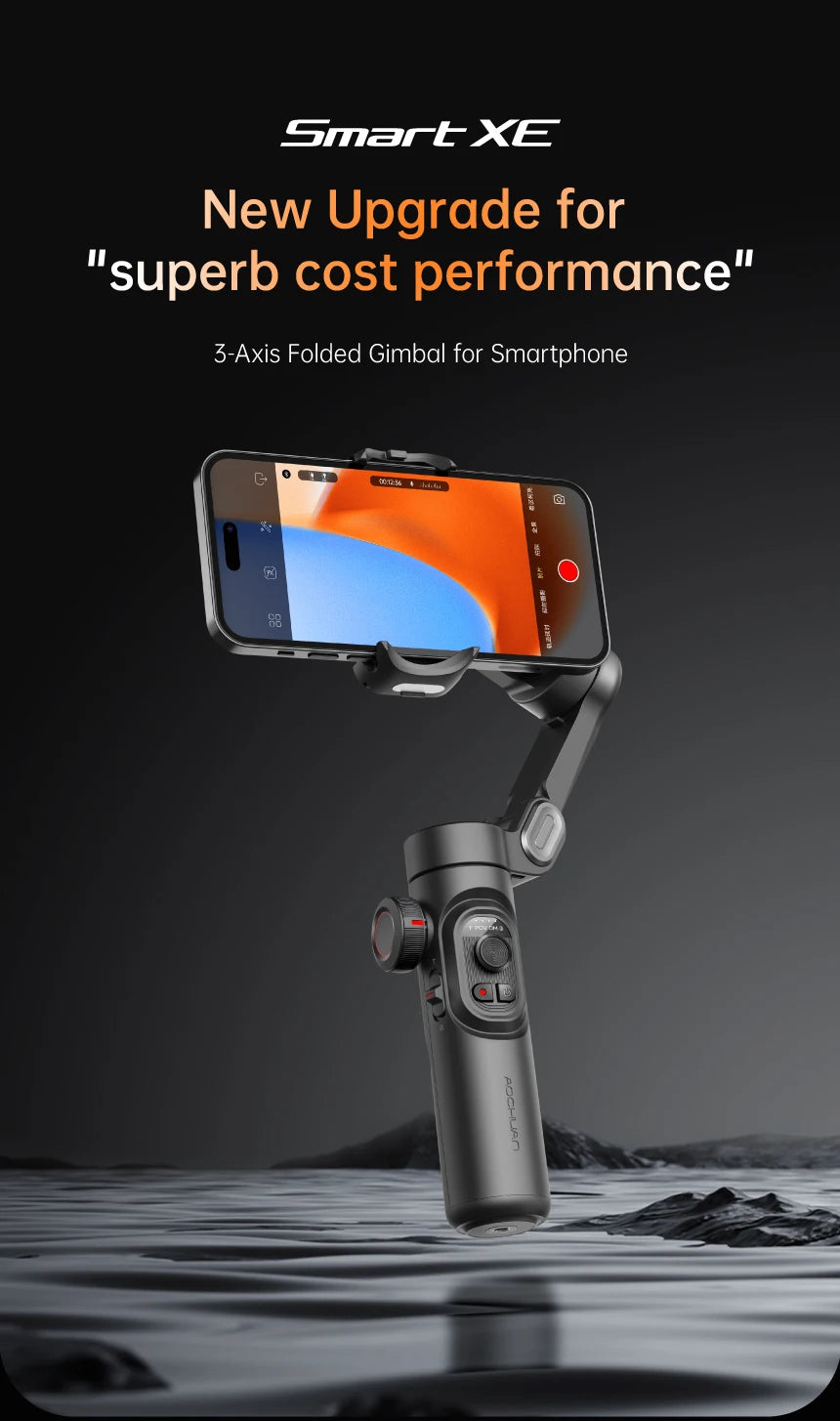 3-Axis Smartphone Gimbal with Fill Light & Face Tracking