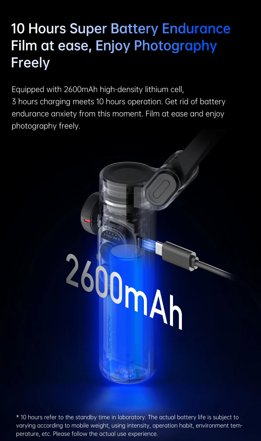 3-Axis Smartphone Gimbal with Fill Light & Face Tracking