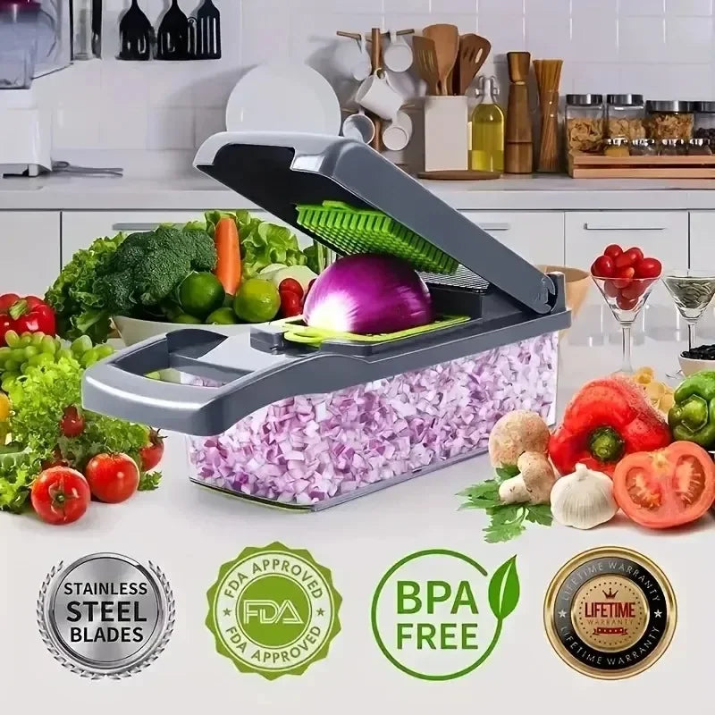 14/16 in 1 Multifunctional Vegetable Chopper, Handel Food Grate Food Chopper Vegetable Slicer Dicer