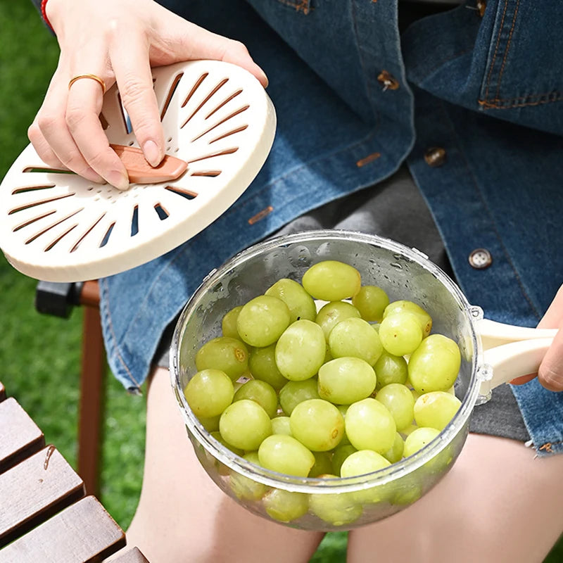 2-in-1 Foldable Fruit & Veggie Washing Bowl with Lid – Drain, Store & Freshen!