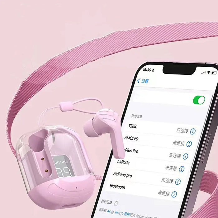CY-T2 Wireless Bluetooth Earbuds – Transparent ENC with LED Display