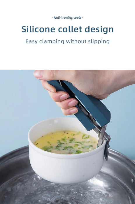 Stainless Steel Anti-Slip Bowl Lifter – Heat-Resistant Dish Clamp