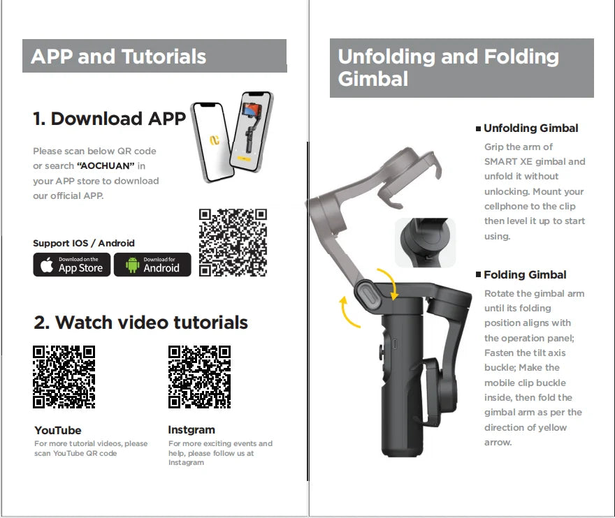 3-Axis Smartphone Gimbal with Fill Light & Face Tracking