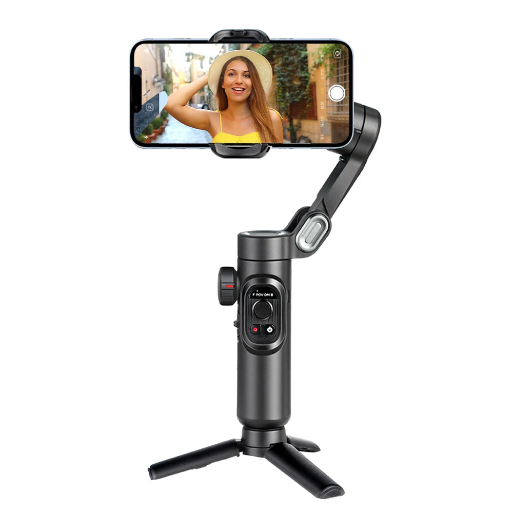 3-Axis Smartphone Gimbal with Fill Light & Face Tracking