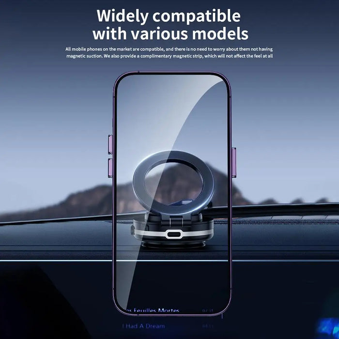 360° Vacuum Magnetic Car Phone Holder – Foldable & Portable Suction Mount
