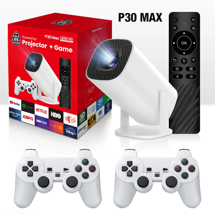 4K ULTRA HD Game Console & Projector – 3800 Games + 2 Wireless Controllers for Ultimate Gaming Fun!