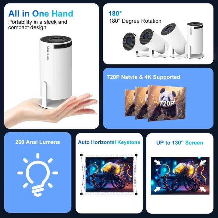 Portable Smart Projector – Ultimate Home Theater & Outdoor Cinema with WiFi & Bluetooth